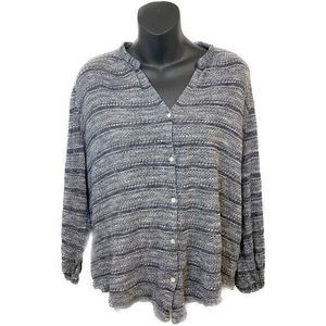 Lucky Brand Button Up Front Knit Top Lightweight Sweater Lacey‎ Cardigan - Small